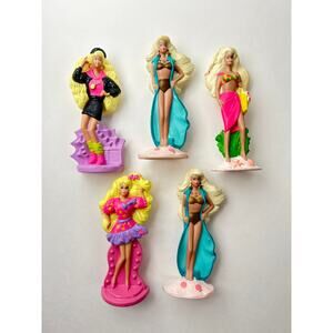 90s McDonalds Barbie Happy Meal Toy Figure Dolls Cake Toppers Lot Of 5